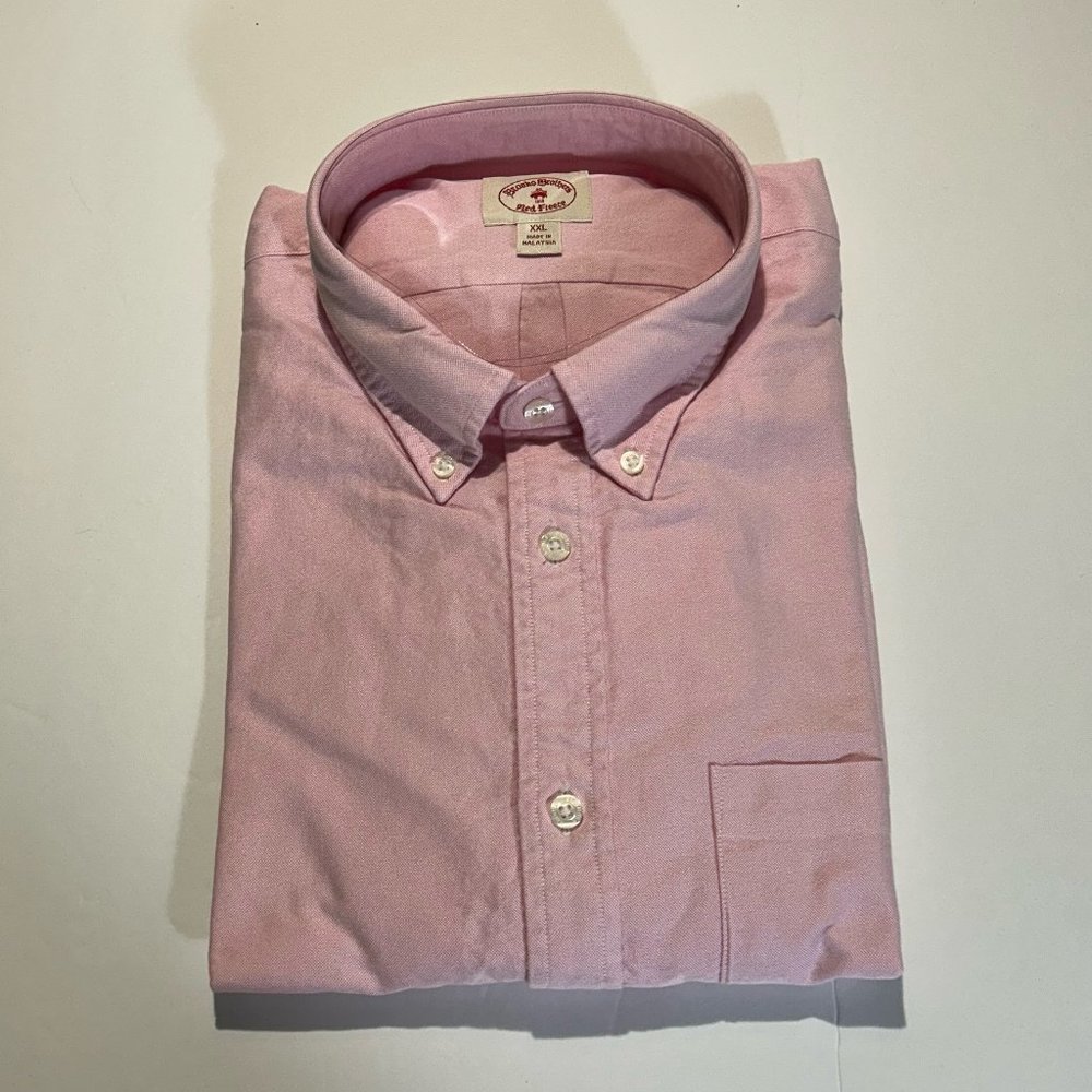 BROOKS BROTHERS - MEN'S RED FLEECE BUTTON DOWN COLLAR LONG SLEEVE SHIRT SIZE:XXL